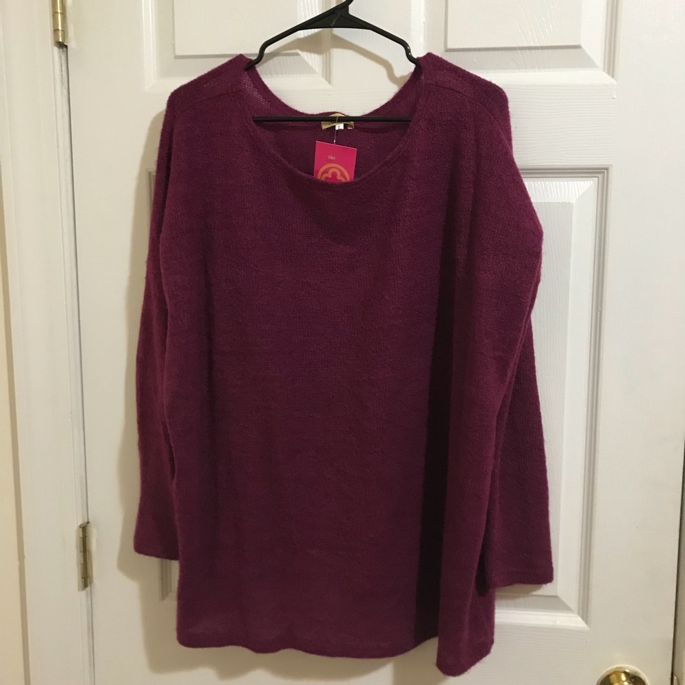 Magenta piko sweater