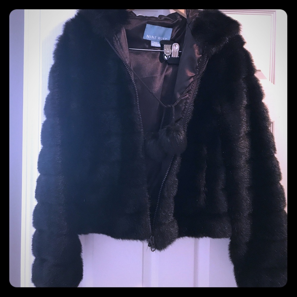 Nine West faux mink jacket with hood