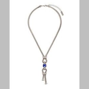 NIB Jewelmint LAUPER Necklace Silver Faux Sapphire