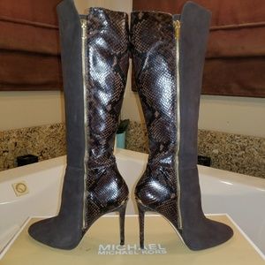 Michael Kors Clara Coffee Python Boots
