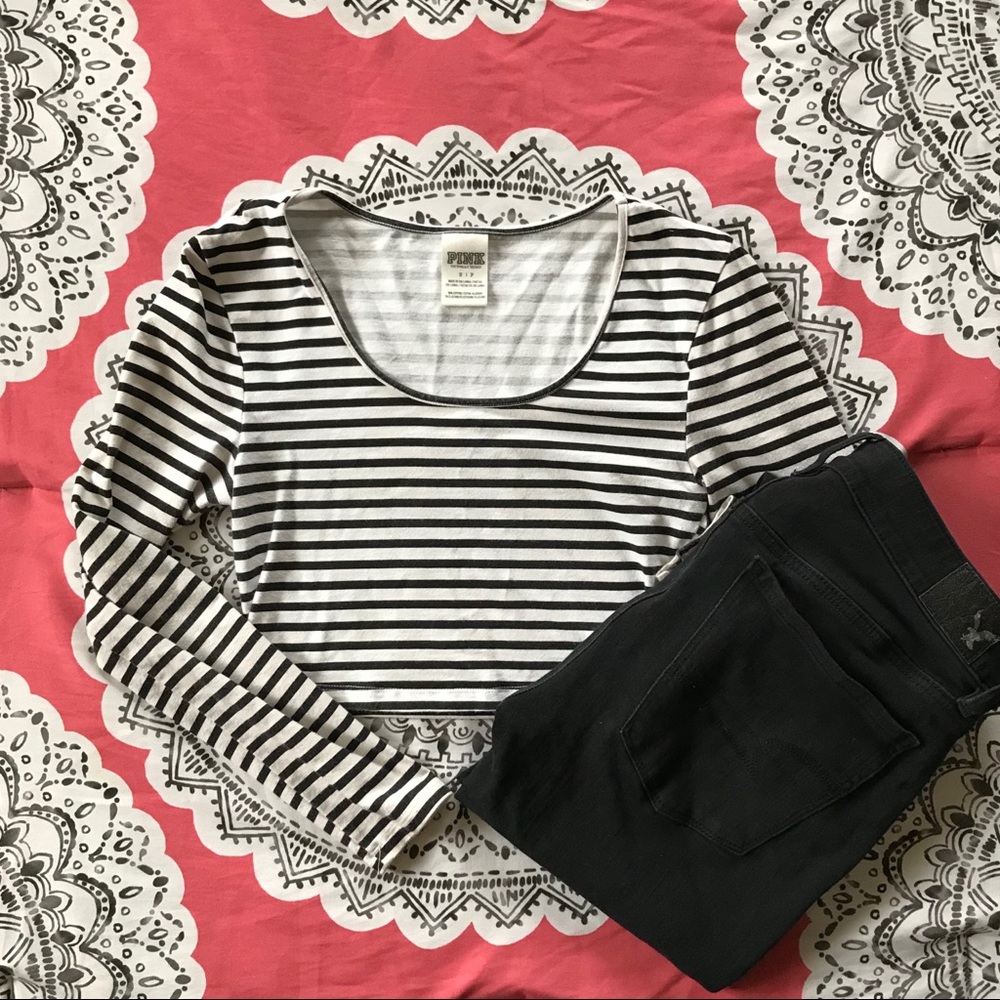 🔲VS PINK Striped Crop