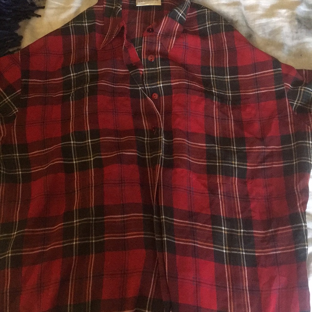 VINTAGE CHIFFON LIZ CLAIBORNE SEE THRU PLAID SHIRT