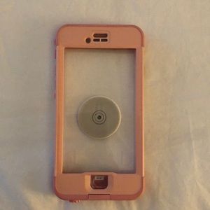 IPhone 6/6s Pink Lifeproof nuud with popsocket
