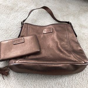 Late Spade Bronze Hobo Bag with matching wallet