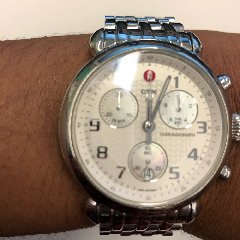 Michele CSX-39 Stainless Steel 39MM Silver EUC