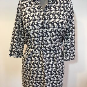 Gap elephant print shirt dress knee length navy
