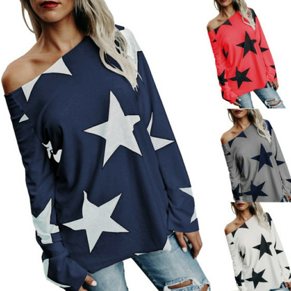 Available Over the shoulder star long sleeve tee - Picture 1 of 7