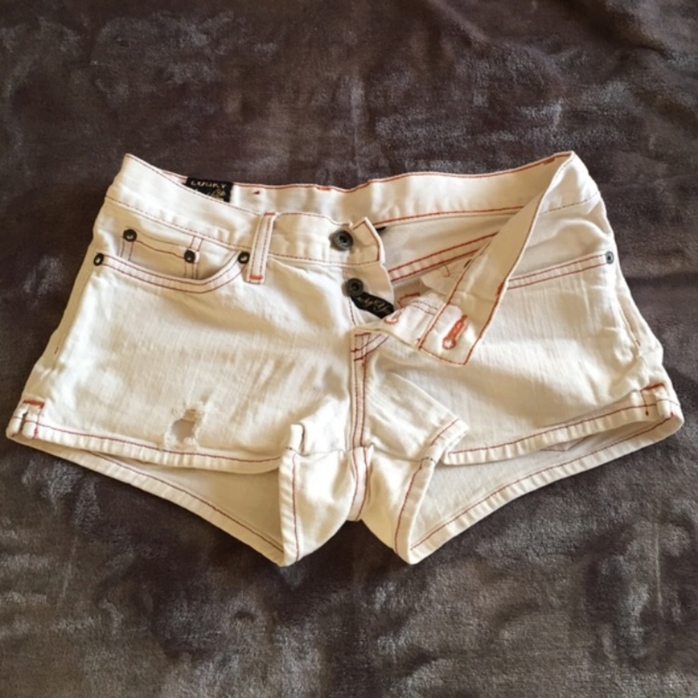 Lucky Brand distressed white denim shorts