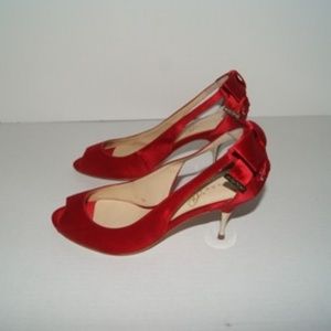 Ivanka Trump Shoes - Ivanka Trump Red Satin Open Toe Heels Ivanka Trump Shoes - Ivanka Trump Red Satin Open Toe Heels