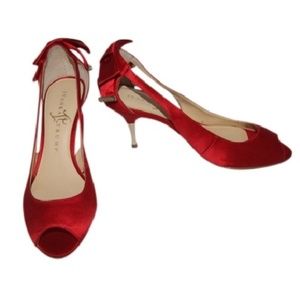 Ivanka Trump Shoes - Ivanka Trump Red Satin Open Toe Heels Ivanka Trump Shoes - Ivanka Trump Red Satin Open Toe Heels