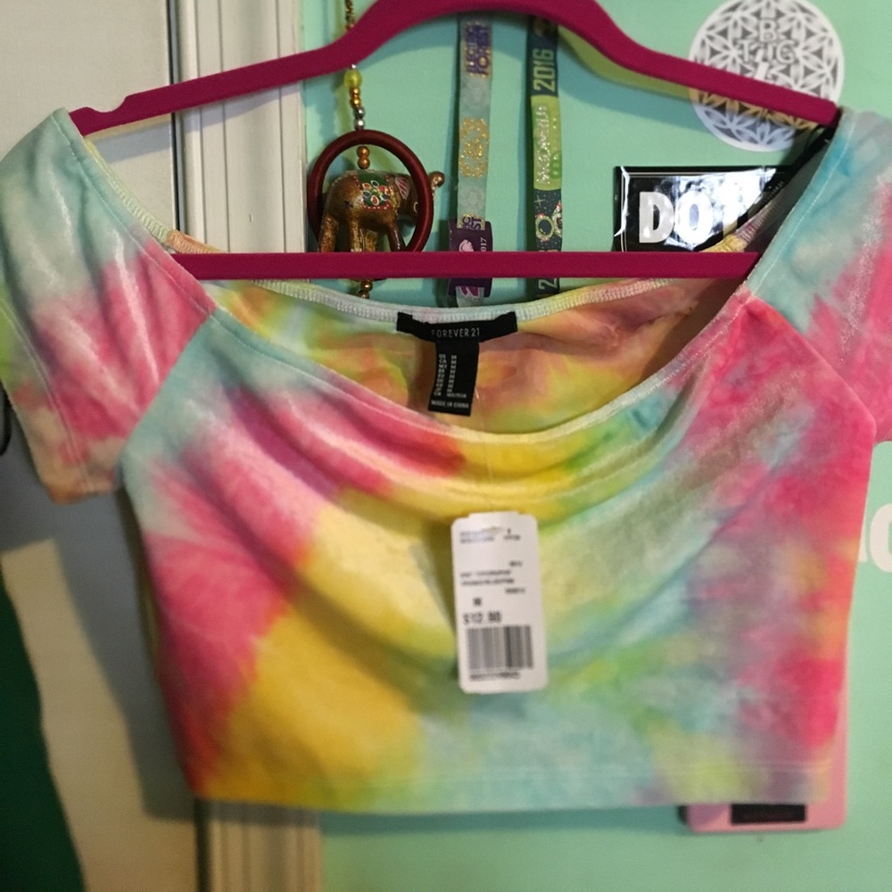 Rainbow velvet crop top. Still has original tags.
