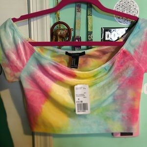Rainbow velvet crop top. Still has original tags.