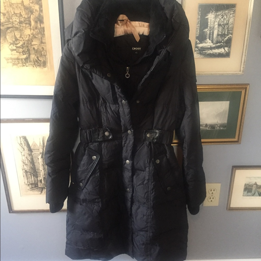 Black DKNY Long Puffer Coat
