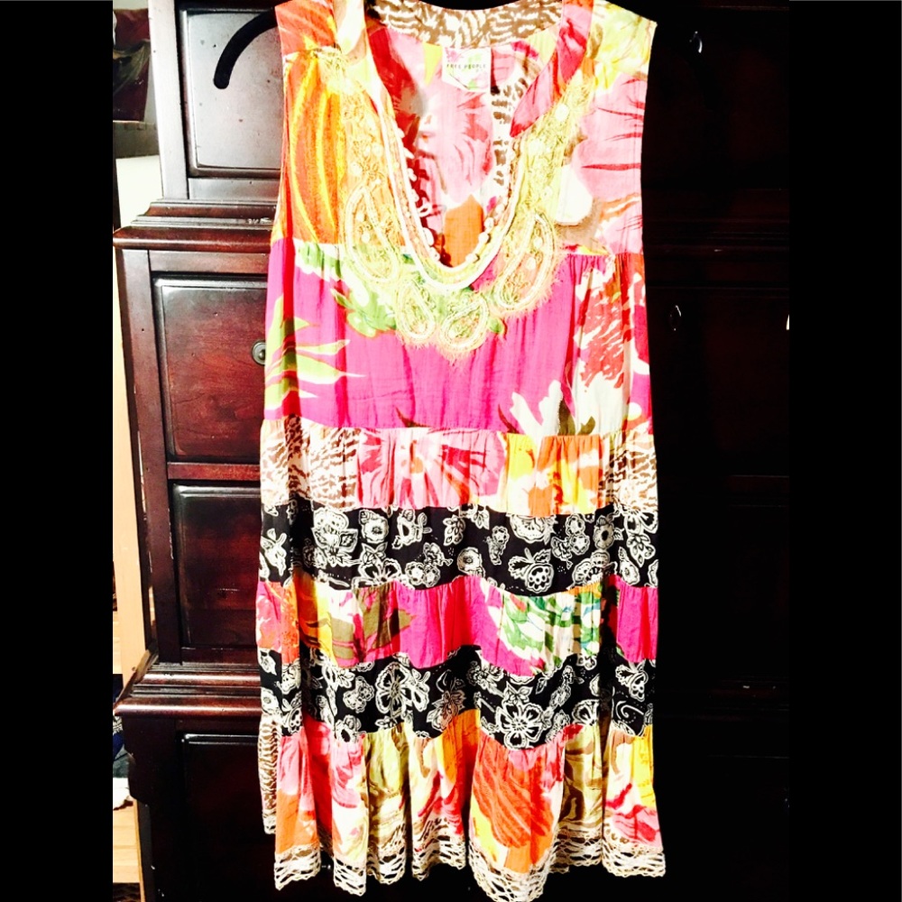 Free People multi print baby doll dress