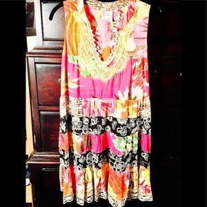 Free People multi print baby doll dress