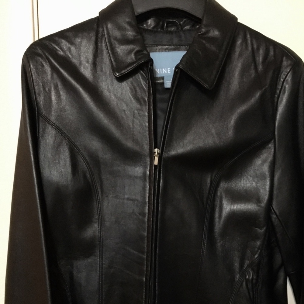 Nine West ladies L butter soft Black leather coat