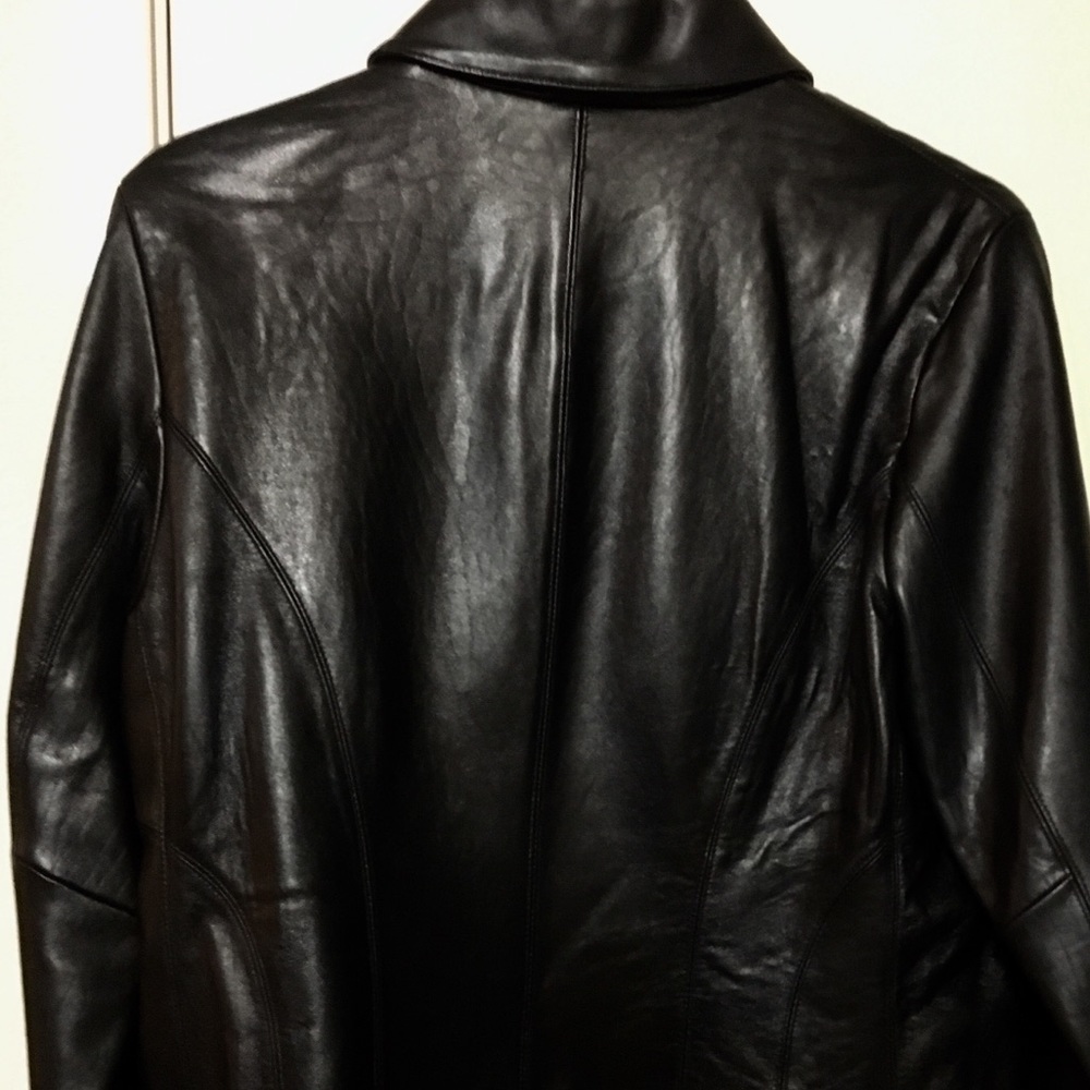 Nine West ladies L butter soft Black leather coat - Picture 2 of 2