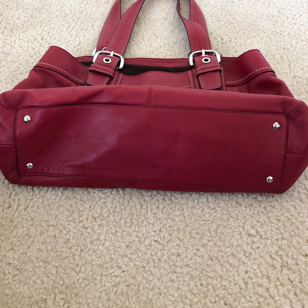 Coach Red Leather Large Bag with matching wallet
