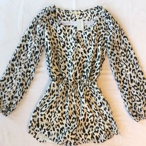 Animal Print Long Sleeve Romper