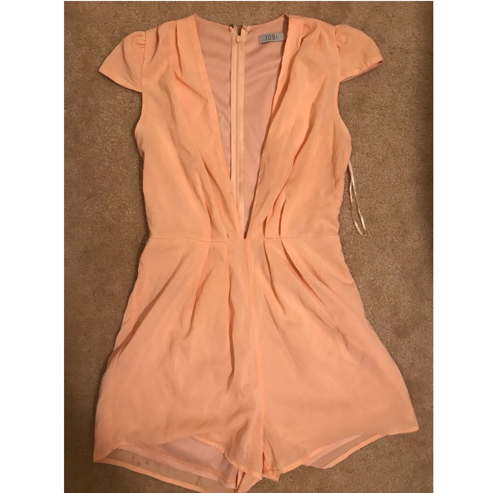Peach deep V romper