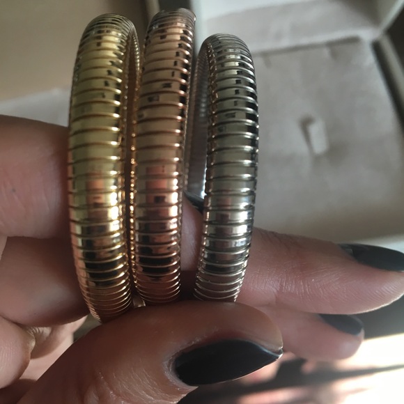 3 bracelets set . Gold .silver and rose gold - Picture 2 of 3