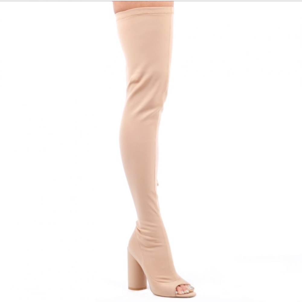 Brand new Ego Shoes thigh high peep toe in nude