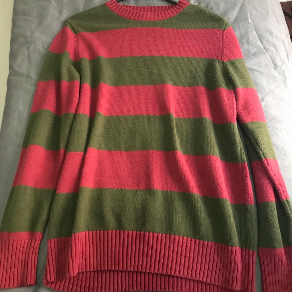 Freddy Krueger Red Green Sweater Fall Cozy Warm