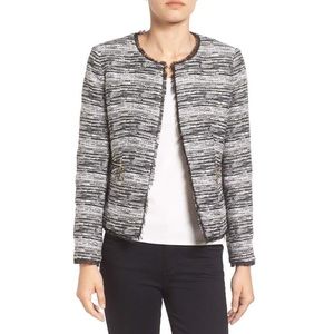 Ivanka Trump Open Front Collarless Tweed Jacket 10