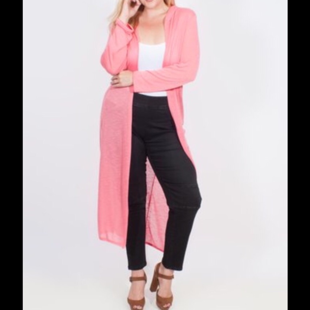 Coral Sheer Duster/Cardigan