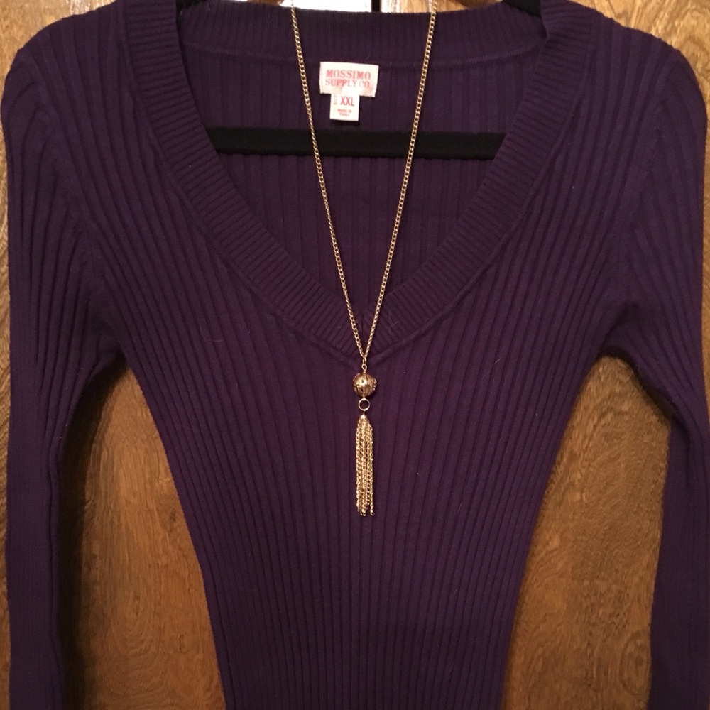 🔥FINAL SALE🔥 🍆 Deep V Neck Form Fit Sweater