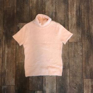 SOLD GORGEOUS soft pink eyelash turtleneck sweater
