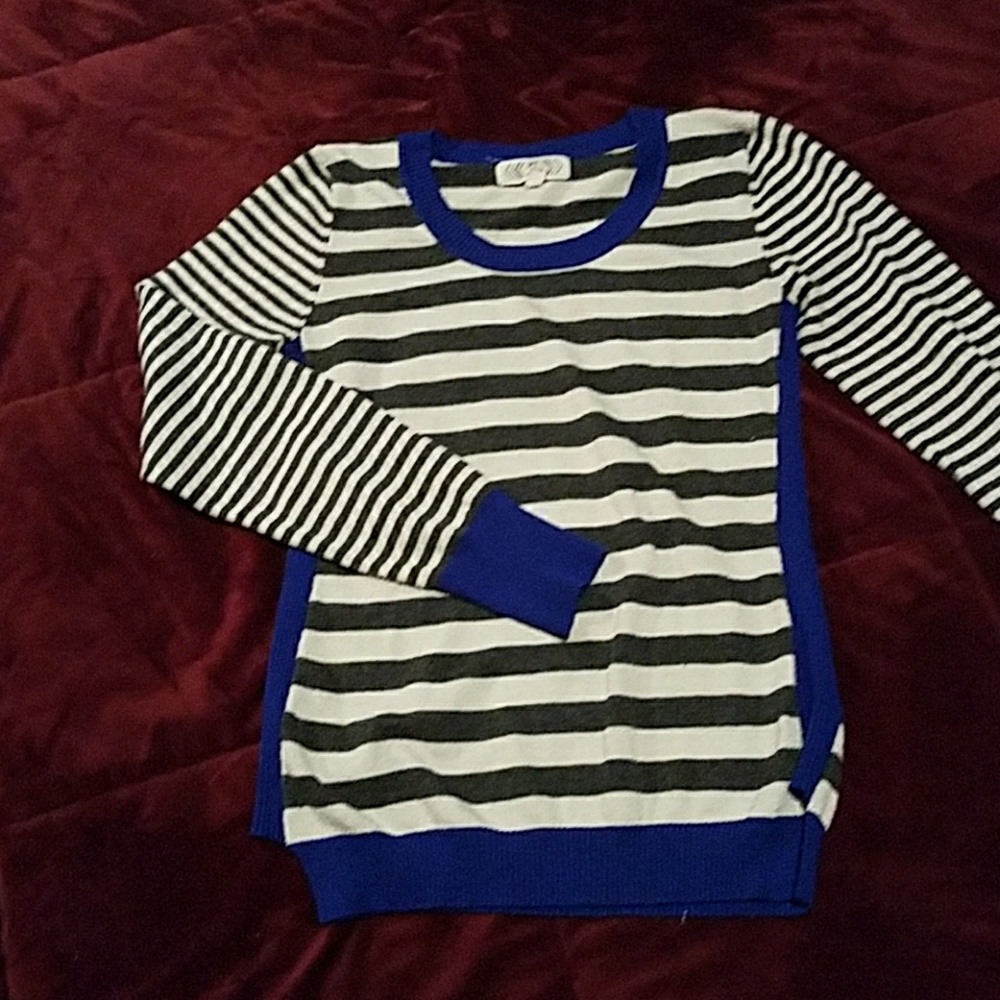 Striped blue and grey sweater