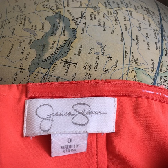 Strapless Coral Satin Cocktail Dress - Picture 6 of 6