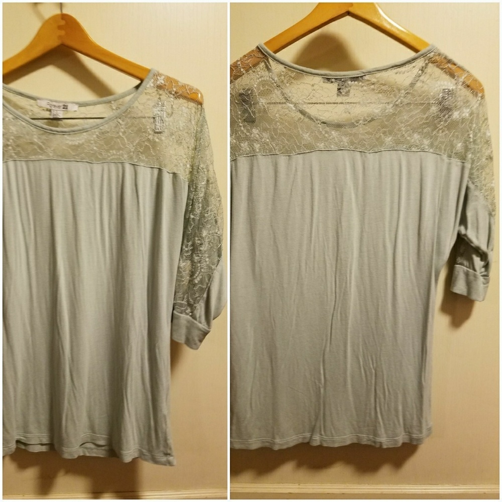 Light green blouse with lace