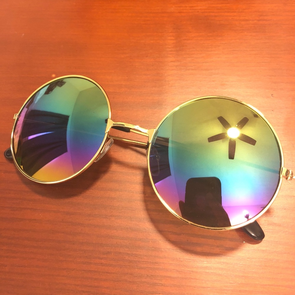 Gold Frame Rainbow colored Mirrored Sunglasses