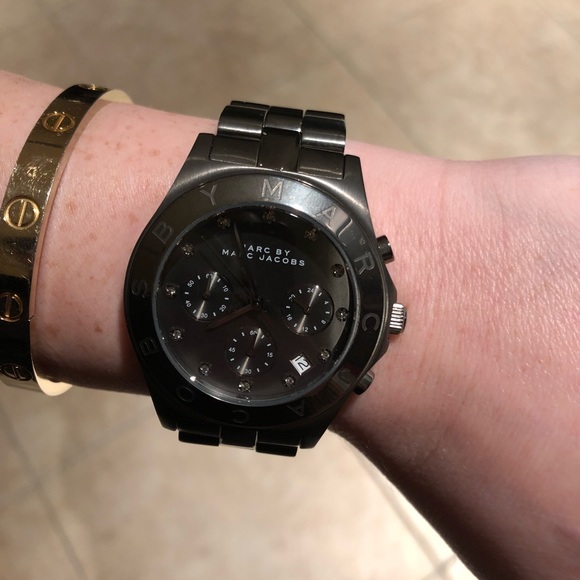 Marc jacobs gun metal glitz rhinestone watch