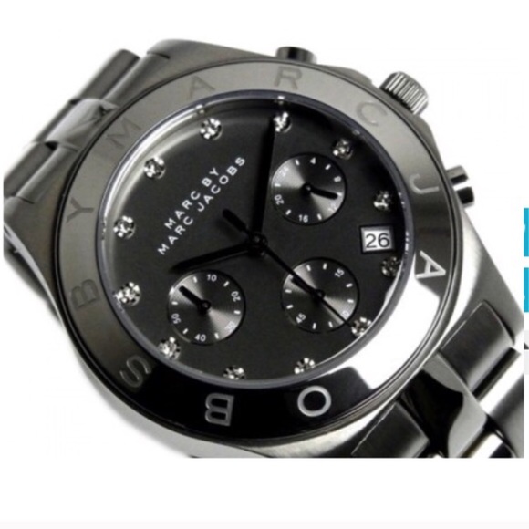 Marc jacobs gun metal glitz rhinestone watch