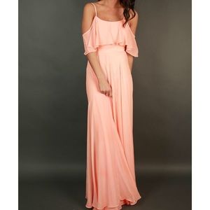 Shining heart Bridesmaid maxi dress in peach