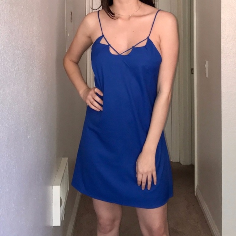 Blue dress adorable detailing!