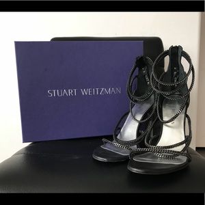 Stuart Weitzman “X Chain” Sandals Graphite