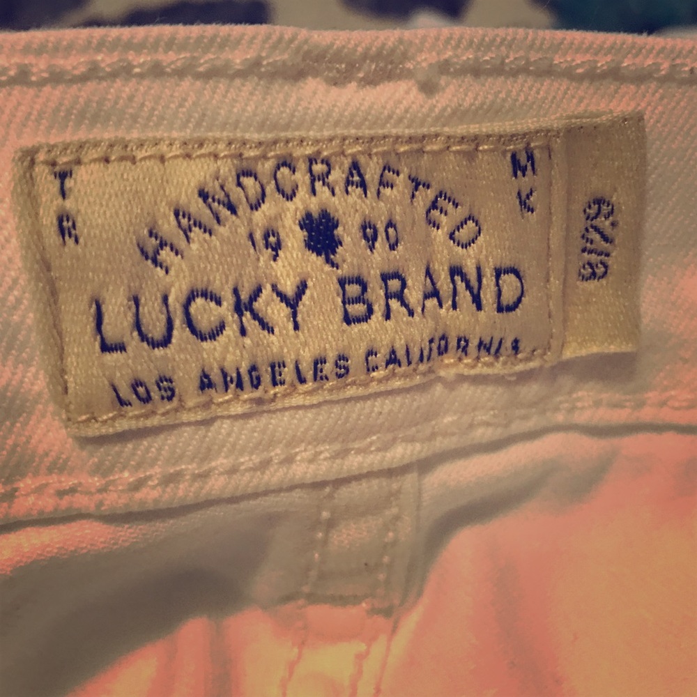 Lucky Brand White Denim Tapered Crop Jeans