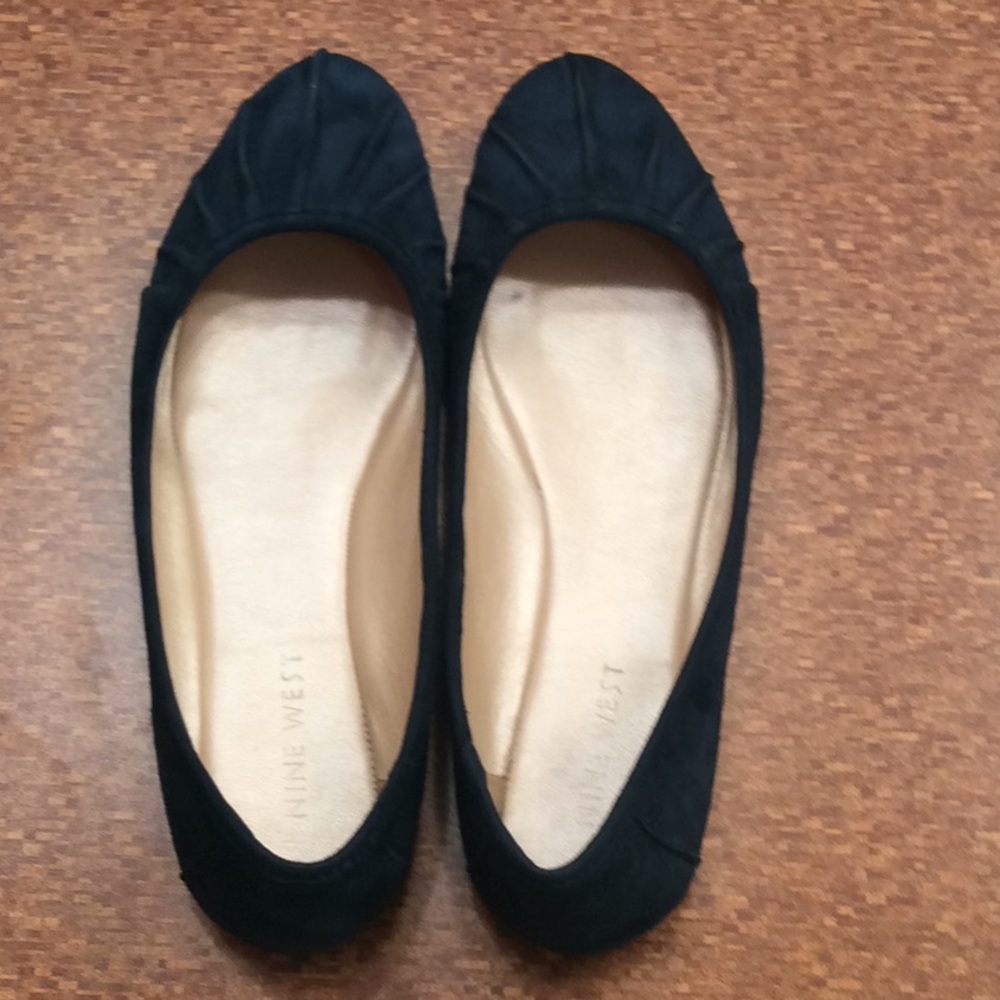 Blue suede flat shoes