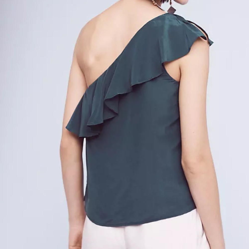 NWT✂️ Anthropologie Ruffle Silk Top - Picture 2 of 6