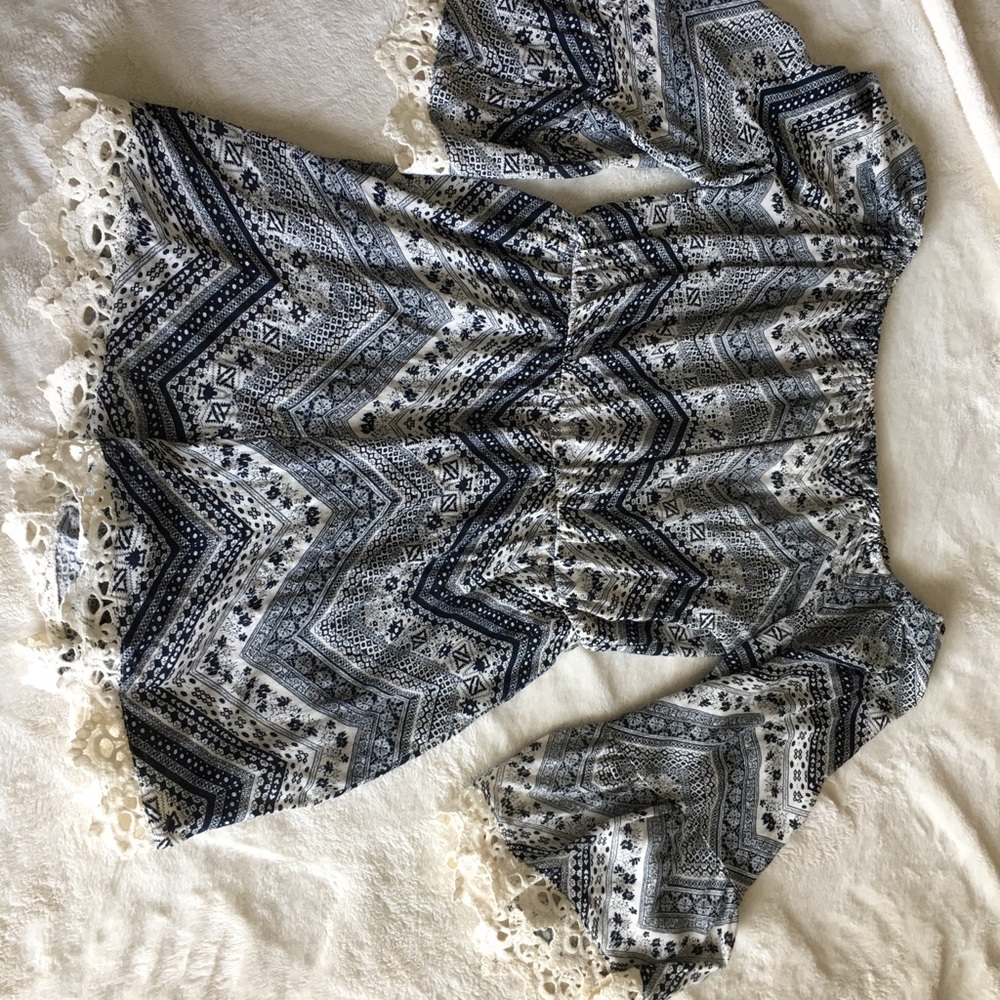 Lacy blue Indian printed romper