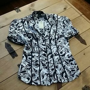 BNWT Silk Black & White Arden B Button Top Small