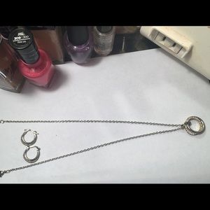 Silver necklace and earring set