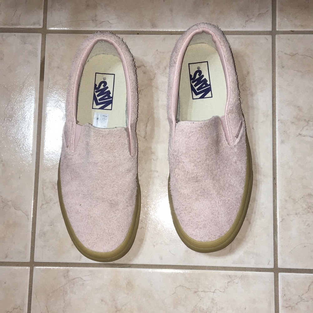 Slip on vans. Pink/fuzzy. Never worn. women’s 9