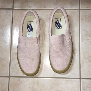 Slip on vans. Pink/fuzzy. Never worn. women’s 9