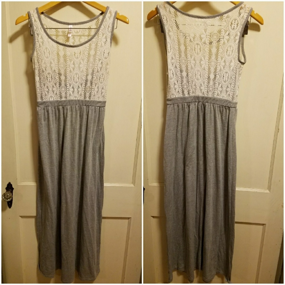 Gray & White Lace Dress