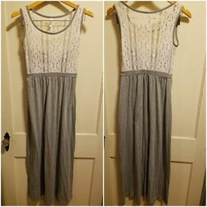 Gray & White Lace Dress